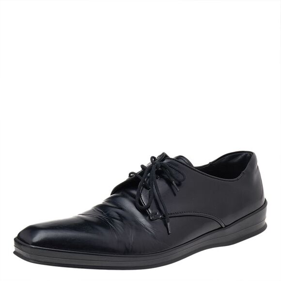 Prada Black Patent Leather Lace Up Oxfords Size 42 - Picture 1 of 4